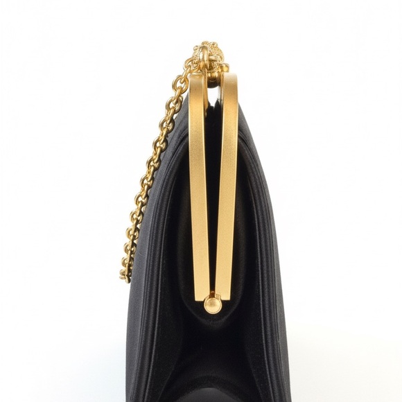 Chic Black satin with Gold alligator accents Women's Clutch - Picture 4 of 7